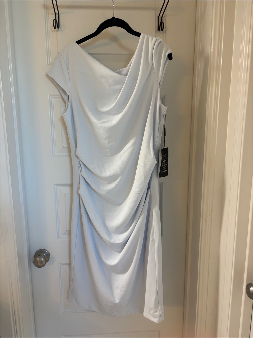 White House Black Market Draped Midi Dress in White